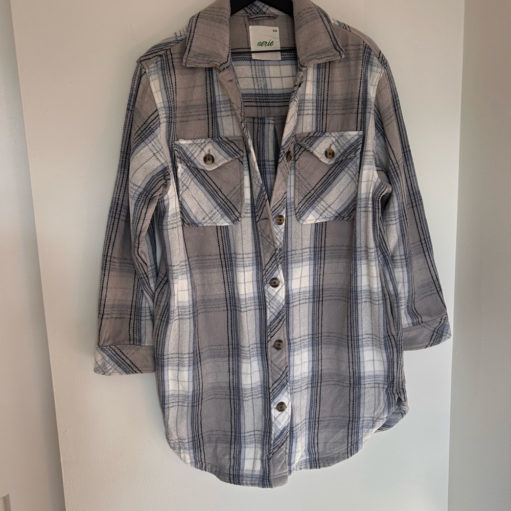 Aerie Button-Up Plaid Flannel/ Shacket